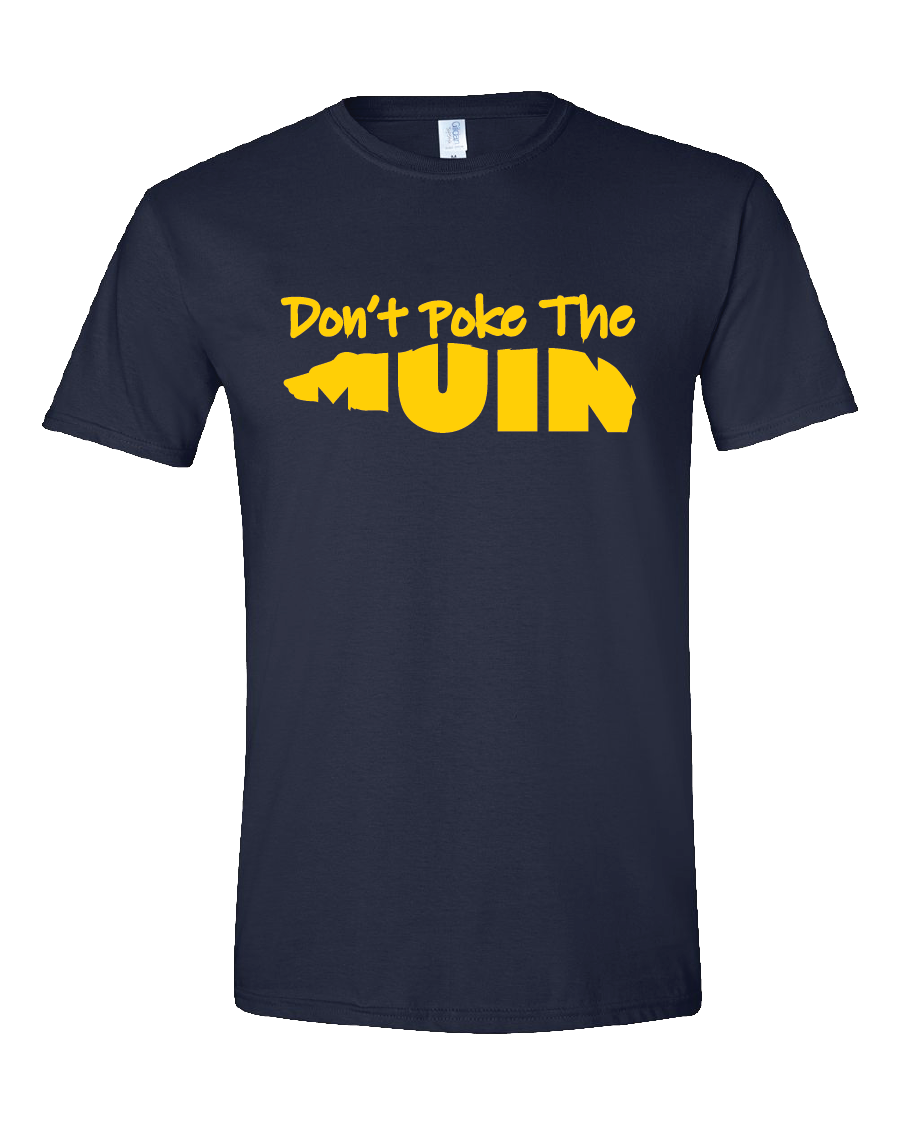 MUIN - 'Don't Poke The Muin' - Tee Shirt - Maize on Navy